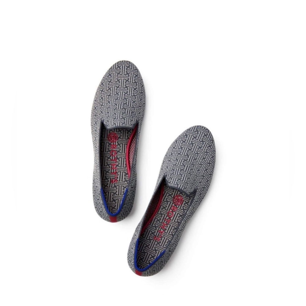 Rothy’s The Loafer Charcoal Gray Grid Print Size 8 Retired Print